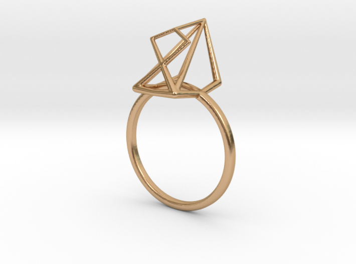 modern abstract minimalist diamond geometric ring 3d printed