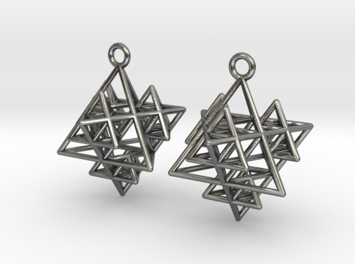 Koch Tetrahedron Earrings 3d printed
