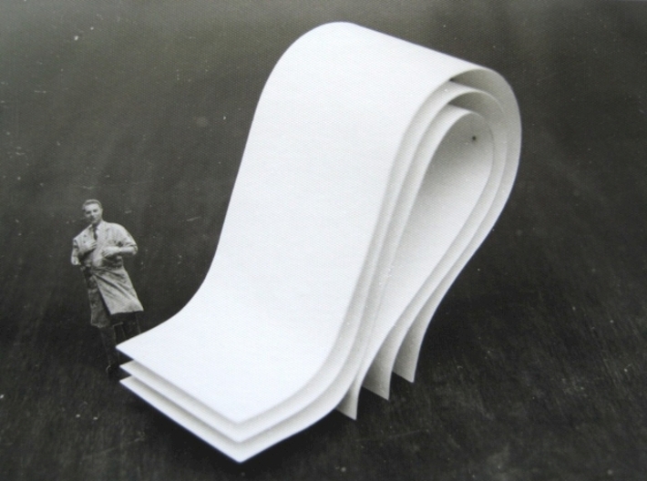 curves A (large) 3d printed The sculpture is based on this cardboard and paper model I built in the late 1970's.
