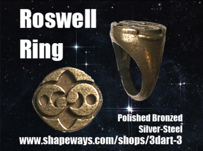 They are here! The Roswell Ring 3d printed Polished Bronzed-Silver Steel 