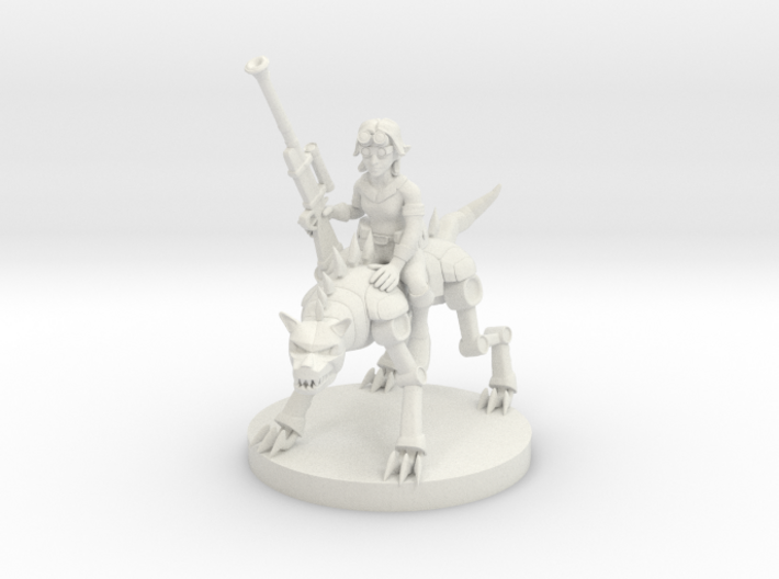 Female Gnome Artificer with Iron Defender Mount 3d printed 