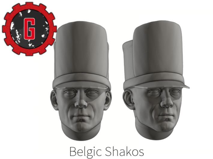 28mm heroic scale Belgic Shakos (50 heads) 3d printed