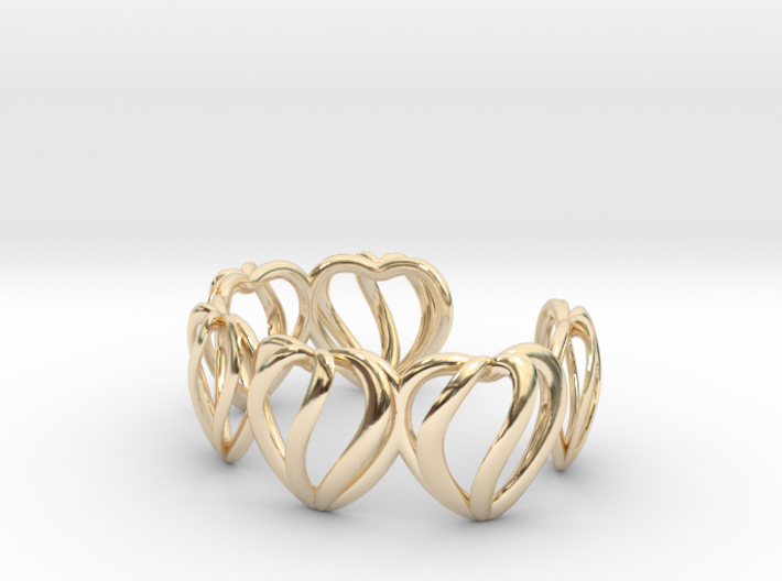 Heart Cage Bracelet (5 large hearts) 3d printed