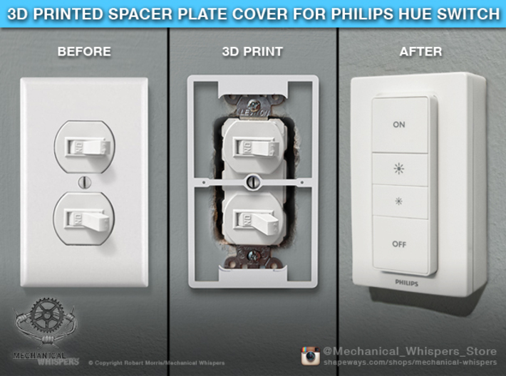 Philips Hue Dimmer Duplex Plate (US Toggle) 3d printed 