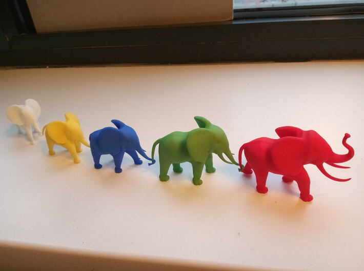 Elephant D 3d printed All elephants in my shop (A,B,C,D) combined into one family