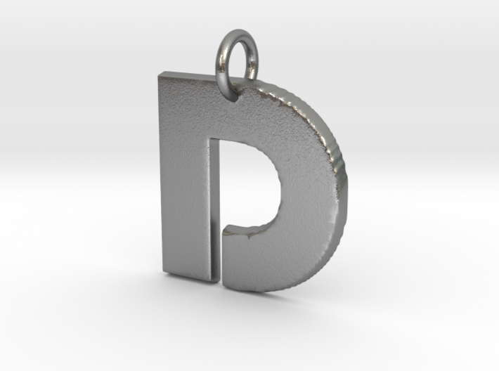 Small Gold Pendant Letter Initial D Disco 3d printed