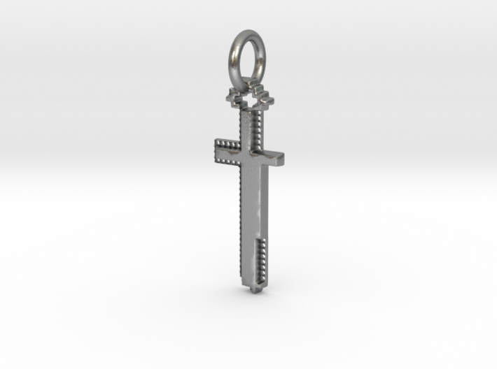 Gold Sword Pendant Geek Video Game Jewelry Pixl By 3d printed