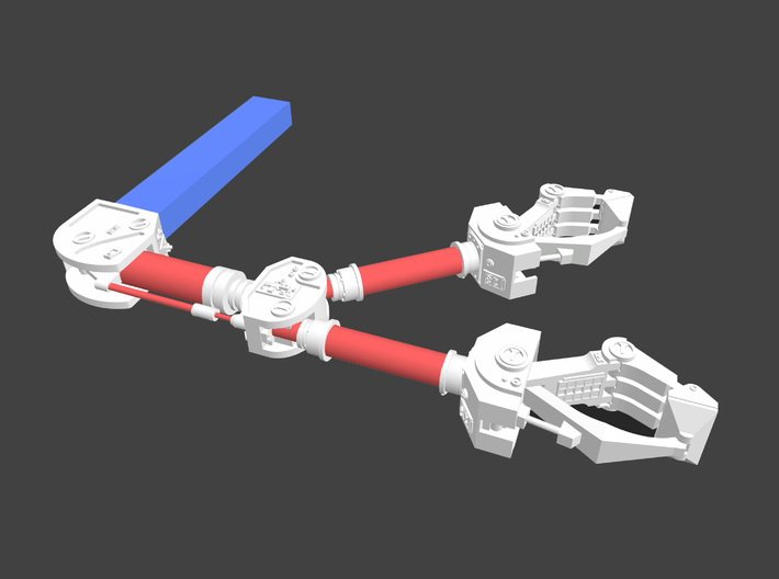 Moebius EVA Pod Arms, Version 2C 3d printed Red: metal tube/rod components, NOT included with this set. Blue: included with sets 2A and 2C. White: Included with sets 2A, 2B, and 2C