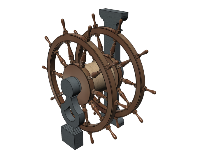 1/84 Ship's Wheel (Helm) for Ships-of-the-Line 3d printed Painting suggestion.