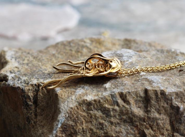 Dicranurus Trilobite Pendant - Paleontology  3d printed Dicranurus Trilobite in 14K gold plated brass