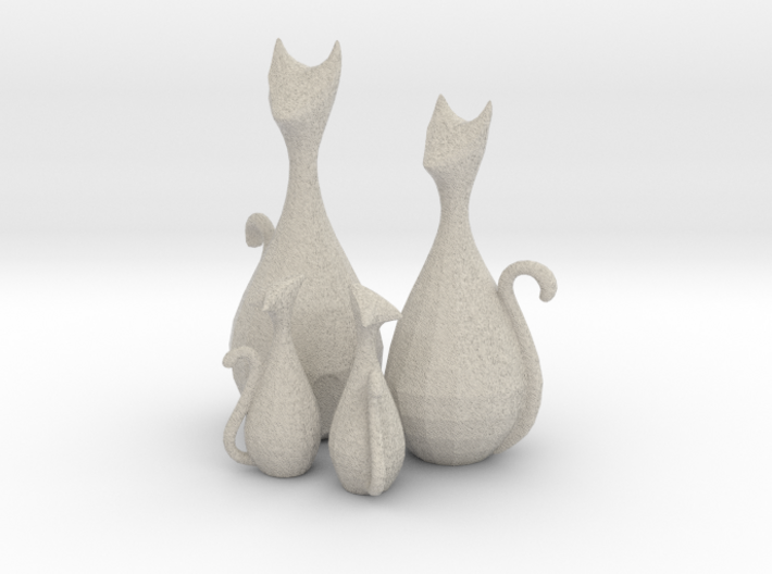 Decorative Cats Sculpture 3d printed
