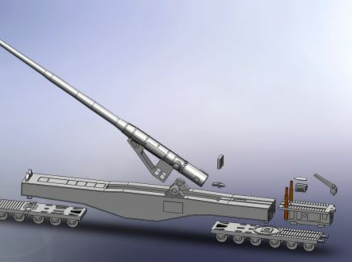28cm Railway Gun K5 (E) "Leopold" 1/220 Z-Scale 3d printed Assembly