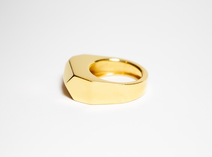 Gold Ring: 14k gold plated brass – statement 3d printed 