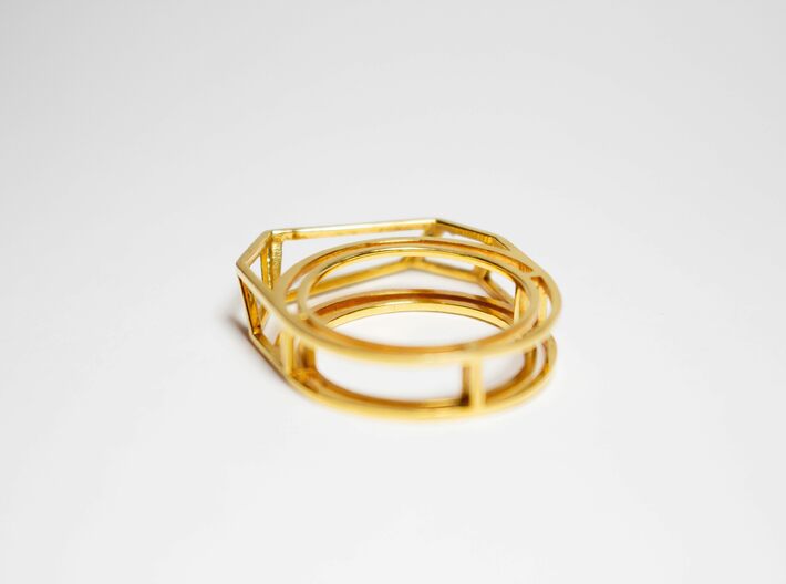 Gold Ring: 14k gold – statement, geometric 3d printed 