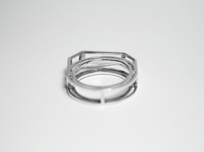 Silver Ring: 925 silver – statement, geometric 3d printed 