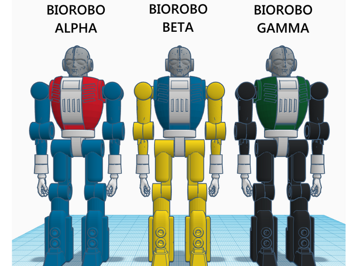 Biorobo Alpha, Beta and Gamma 3d printed