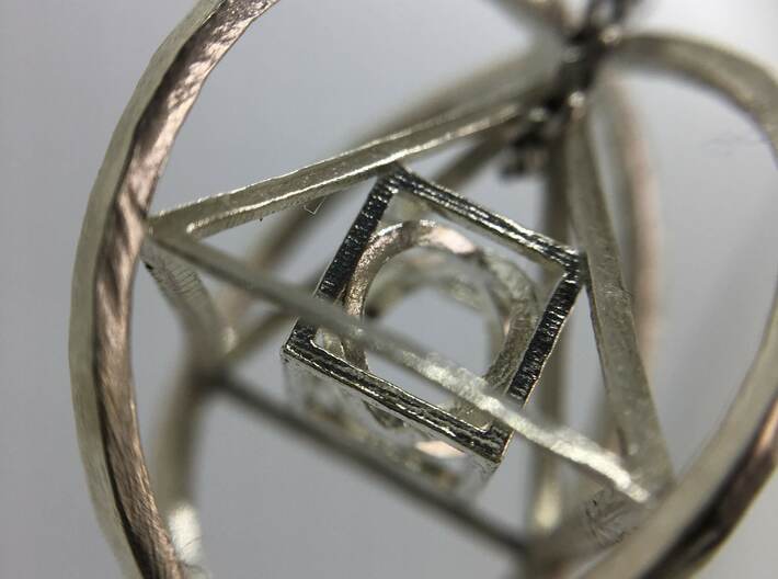 3D Philosopher Stone 3d printed Natural silver pendant