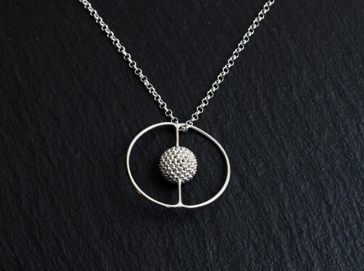 Saturnalis Radiolaria Pendant - Science Jewelry 3d printed Saturnalis pendant in sterling silver