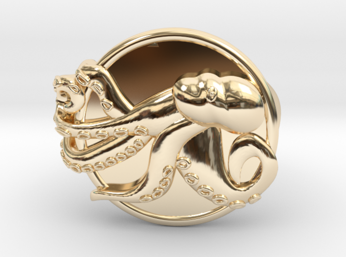 Playful Octopus Signet Ring Size 7.5 3d printed