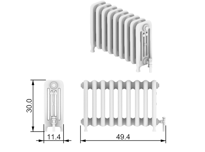 Radiator Heater 01. 1:24 Scale 3d printed Dimensions at 1:24 Scale