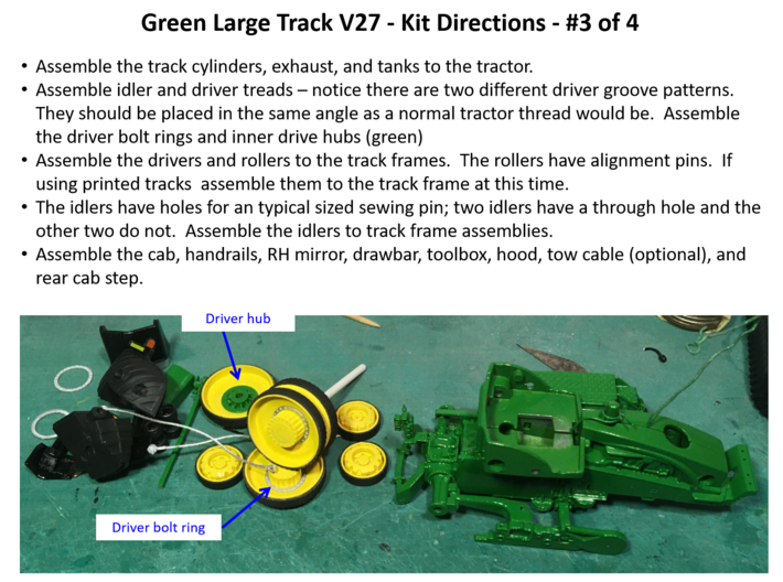V27-GREEN 2015-XX LARGE TRACKED, SWINGING DRAWBAR 3d printed 