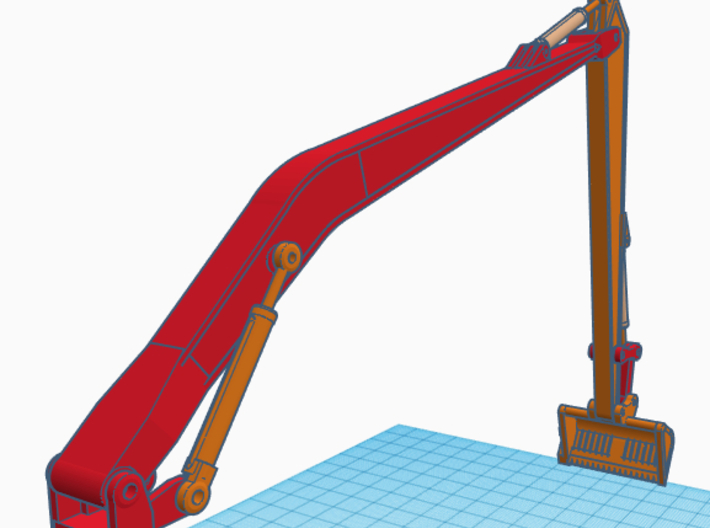 1/50th Long boom and stick for Excavator 3d printed 