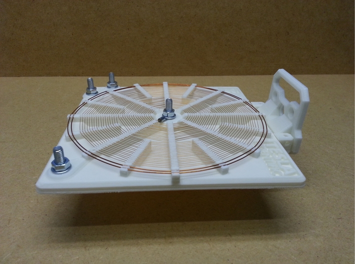 Stand For 140mm Tesla Flat Spiral Coils 3d printed Coil with stand in horizontal position