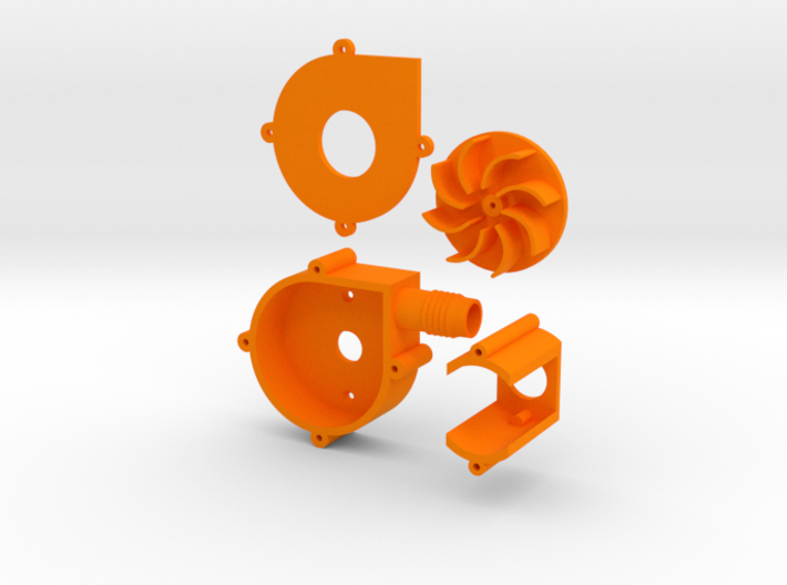 centrifuge blower/fan with output hose connector 3d printed
