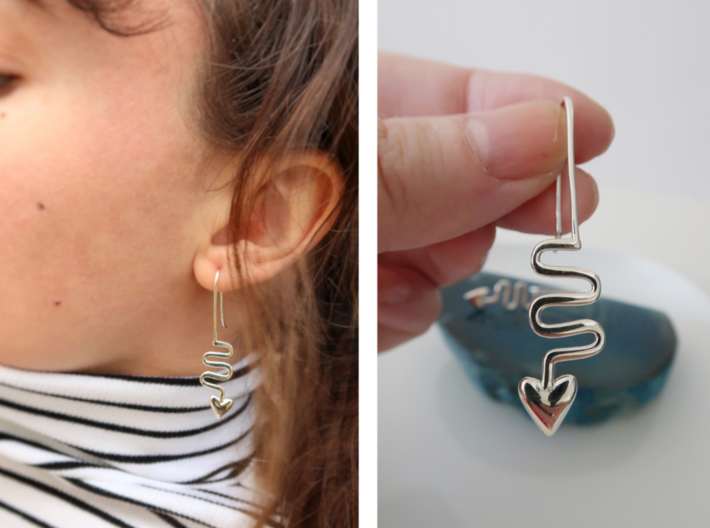 Path of the Heart Earrings 3d printed 