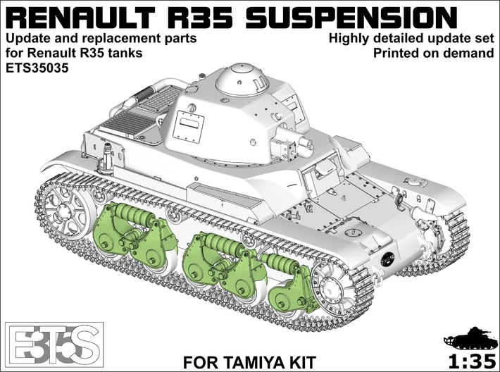 ETS35035 - Renault R35 suspension update 3d printed Boxart - green parts included in set