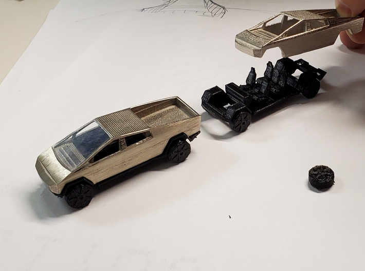 3inch cyber truck body only (see other parts for c 3d printed