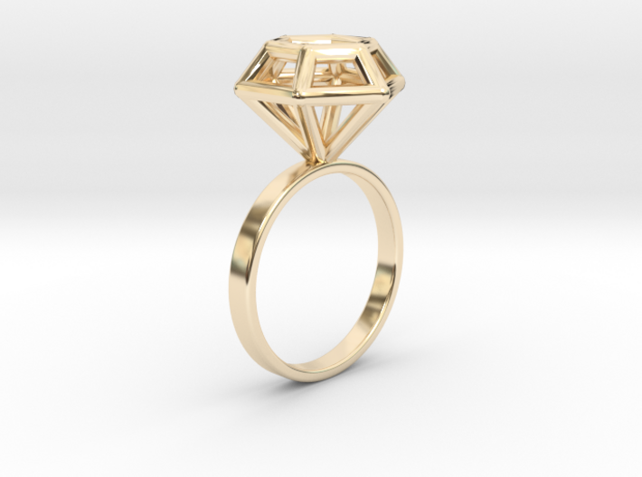 Wireframe Diamond Ring (size 7) 3d printed