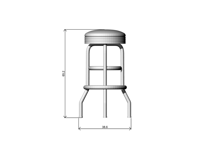 Soda Fountain Bar Stool 02. 1:12 Scale 3d printed Dimensions at 1:12 Scale
