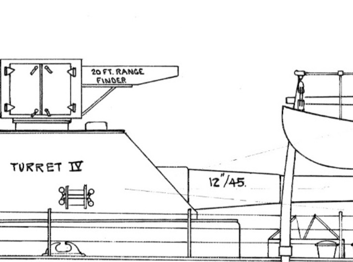 1/700 USS Utah AG-16 Gun House set 3d printed 