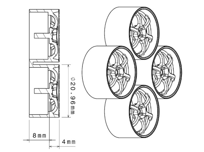1/24 - 18'' Advan RG-D - modell car wheel (male) 3d printed