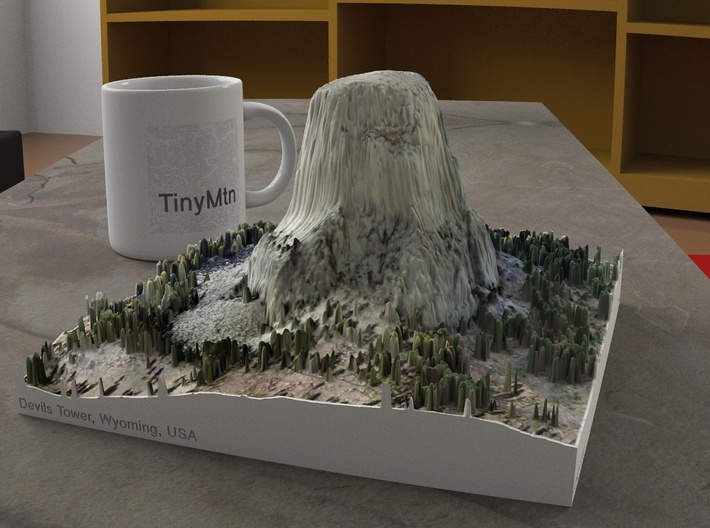 Devils Tower, Wyoming, USA, 1:2500 3d printed