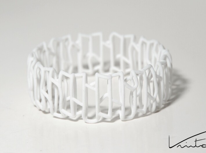 Modern patterned bracelet 3d printed White Strong & Flexible