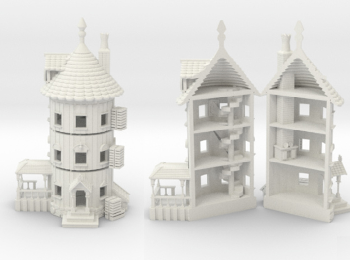 (FREE DOWNLOAD) Scenery/Diorama: Moomin House 28mm 3d printed Interior and exterior side by side