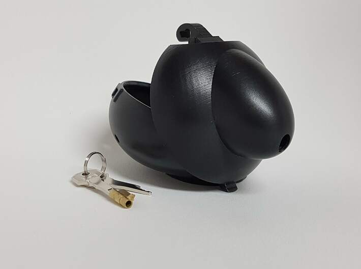 P11 "Contained" Front by Heart-ON Chastity  3d printed Contained in BLACK!