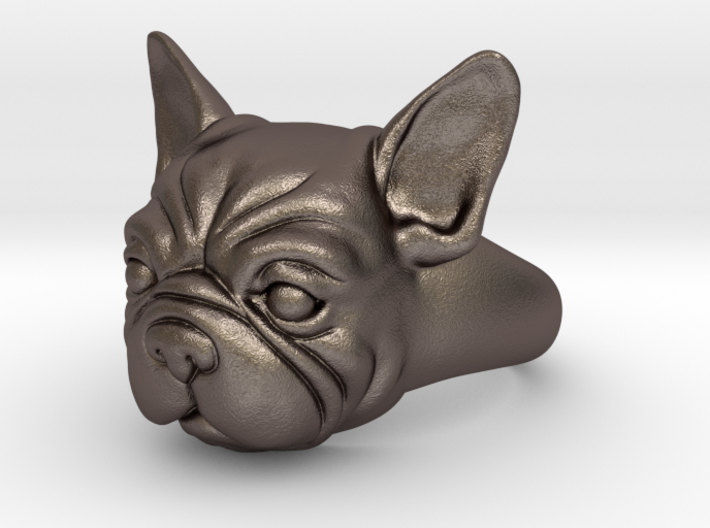 Cutest French Bulldog signet ring size 6.5 3d printed