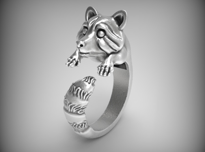 &quot;Fluffy Tail&quot; Racoon ring size 6.5 3d printed