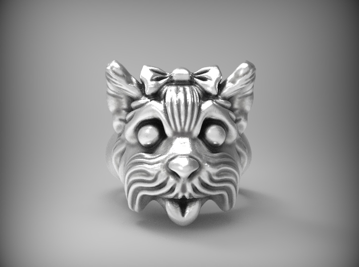 "Yorkie with bow" cutest ring, size 6 3/4 3d printed 
