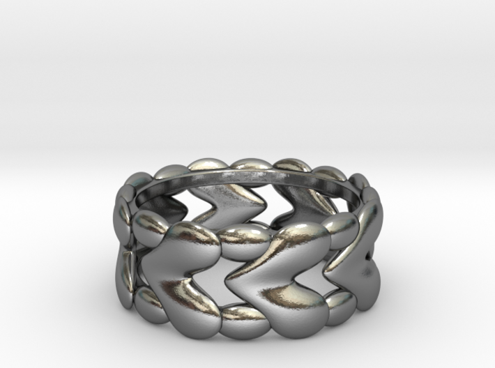 8 Hearts Ring (Size 18) 3d printed 
