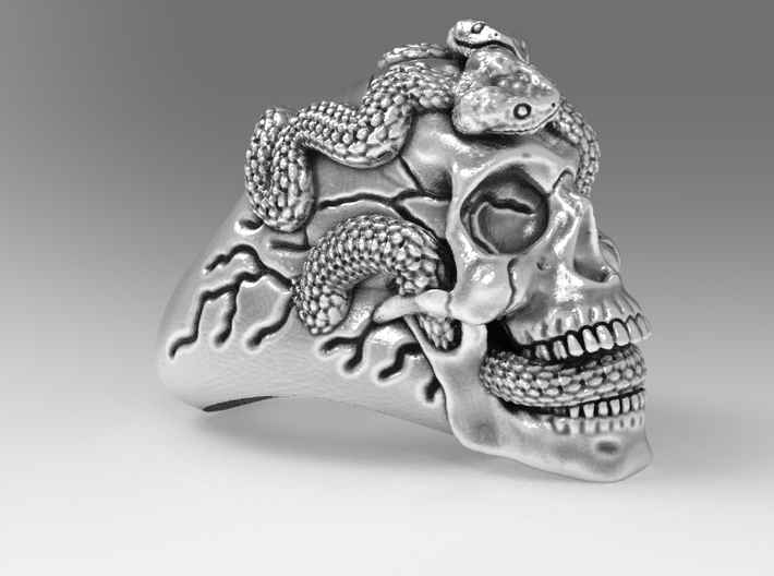 Skull & snakes ring sz 10.5 3d printed 