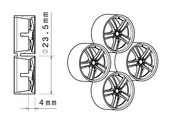 1/24 - 20'' MAK Chrono - model car wheels (male) 3d printed 