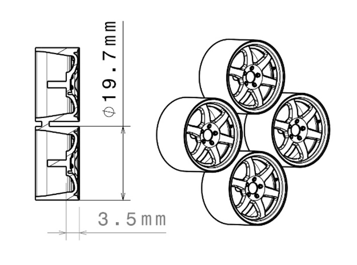 1/24 - 17'' RAYS Volk TE37SL, model wheel (male) 3d printed 