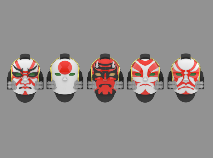 Rising Death Sun Clan V10 Kabuki Helmet Set 3d printed 