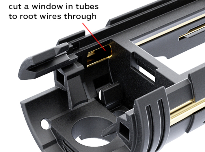 SID V3 Chassis ECO V1 Tri-Cree LED 3d printed cut a window in tubes to root wires through
