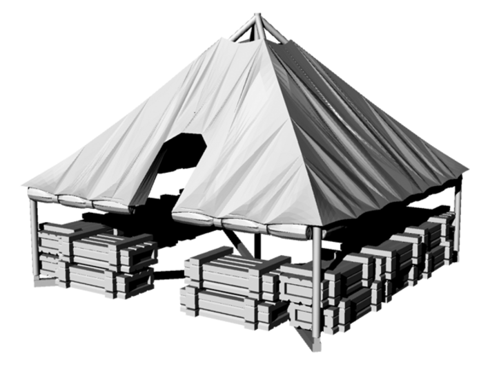 1/100 WWII US M1934 Tent with rolled up sides 3d printed