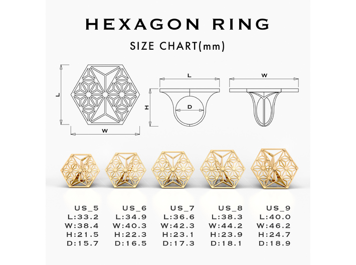 HEXAGON RING 3d printed 